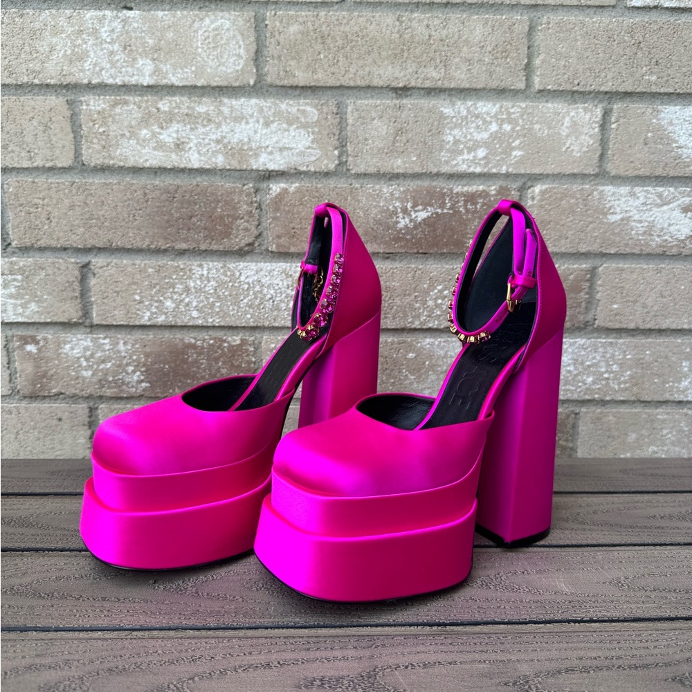 Versace - Pink Medusa Aevitas Platform Heels